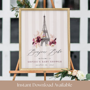 Affiche de bienvenue Baby shower Bonjour Bébé