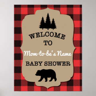Affiche de bienvenue Baby shower Buffalo Check