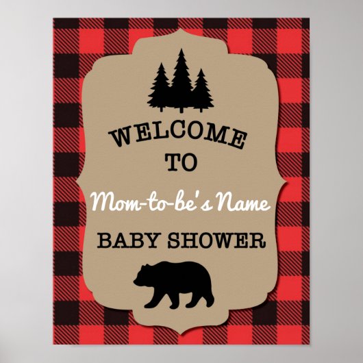 Affiche de bienvenue Baby shower Buffalo Check (Devant)