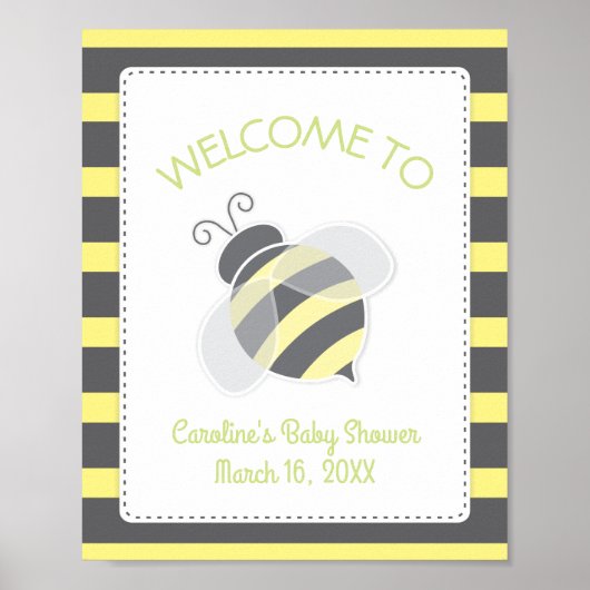 Affiche de bienvenue Baby shower Bumblebee (Devant)