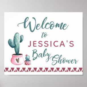 Affiche de bienvenue Baby shower Cactus