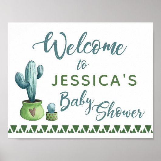 Affiche de bienvenue Baby shower Cactus (Devant)