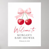 Affiche de bienvenue Baby shower cerise (Devant)
