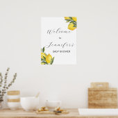 Affiche de bienvenue Baby shower citron aquarelle (Cuisine)