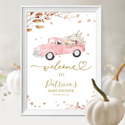 Affiche de bienvenue Baby shower citrouille Fall G