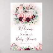 Affiche de bienvenue Baby shower Citrouille rose (Devant)