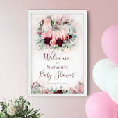 Affiche de bienvenue Baby shower Citrouille rose