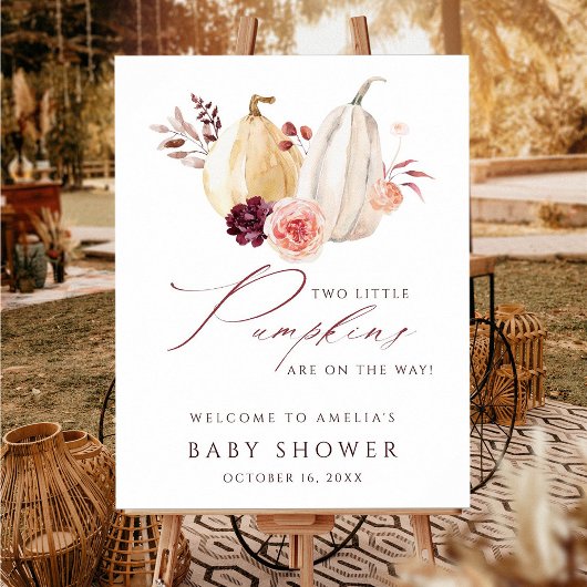 Affiche de bienvenue Baby shower Citrouille Twin F