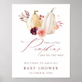 Affiche de bienvenue Baby shower Citrouille Twin F (Devant)