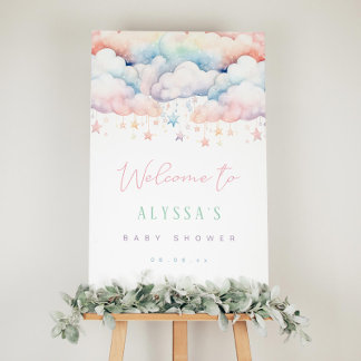 Affiche de bienvenue Baby shower Cloud et Stars