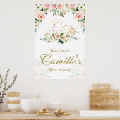 Affiche de bienvenue Baby shower cygne (Cuisine)