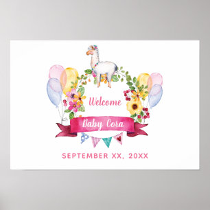 Affiche de bienvenue Baby shower d'aquarelle flora