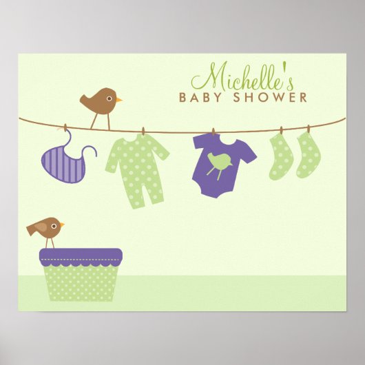 Affiche de bienvenue Baby shower de blanchisserie (Devant)