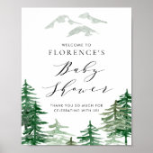 Affiche de bienvenue Baby shower de bois aquarelle (Devant)