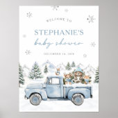 Affiche de bienvenue Baby shower de bois d'hiver (Devant)