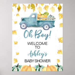 Affiche de bienvenue Baby shower de camion Blue Li
