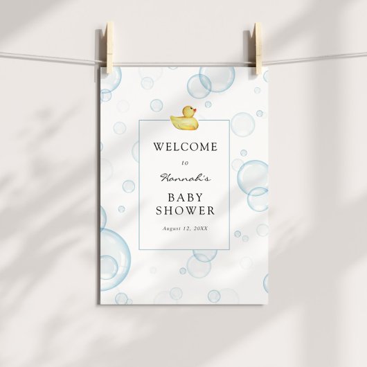 Affiche de bienvenue Baby shower de canard en caou