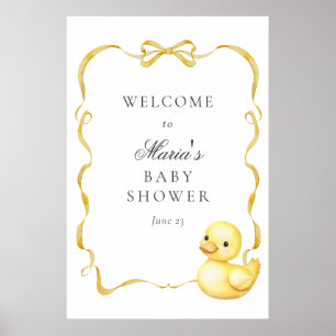 Affiche de bienvenue Baby shower de canard jaune e