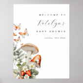Affiche de bienvenue Baby shower de champignons et (Devant)