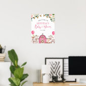 Affiche de bienvenue Baby shower de ferme rose fil (Bureau à domicile)