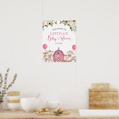 Affiche de bienvenue Baby shower de ferme rose fil (Cuisine)
