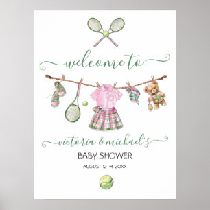 Affiche de bienvenue Baby shower de fille de tenni