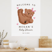 Affiche de bienvenue Baby shower de fille d'ours r (Cuisine)