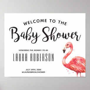 Affiche de bienvenue Baby shower de Flamant rose t