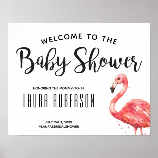 Affiche de bienvenue Baby shower de Flamant rose t (Devant)