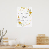 Affiche de bienvenue Baby shower de fleurs et de v (Cuisine)