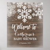 Affiche de bienvenue Baby shower de flocon de neig (Devant)