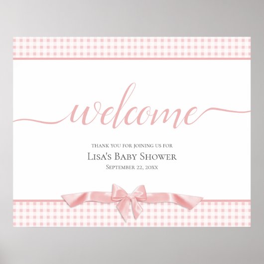 Affiche de bienvenue Baby shower de lignes roses (Devant)