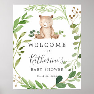 Affiche de bienvenue Baby shower de l'ours