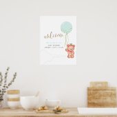 Affiche de bienvenue Baby shower de l'ours en pelu (Cuisine)