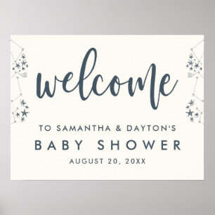 Affiche de bienvenue Baby shower de nuit étoilée