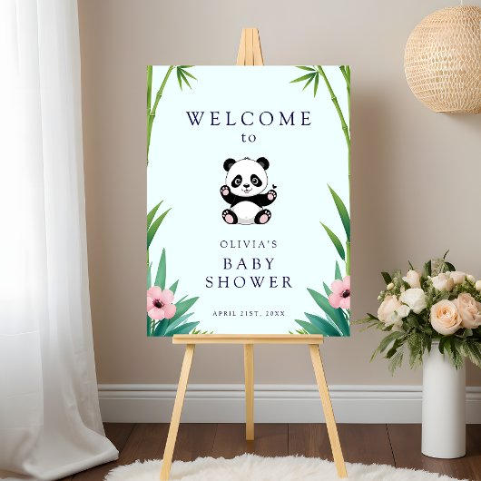 Affiche de bienvenue Baby shower de Panda Green