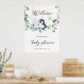 Affiche de bienvenue Baby shower de pingouin (Cuisine)