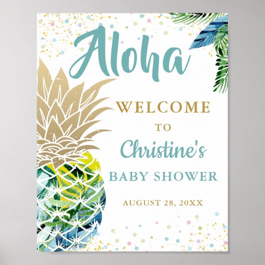 Affiche de bienvenue Baby shower de plage de Pinea (Devant)