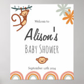 Affiche de bienvenue Baby shower de singe mignonne (Devant)