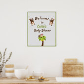 Affiche de bienvenue Baby shower de singes mignons (Cuisine)