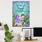 Affiche de bienvenue Baby shower de sirène violet (Bureau à domicile)