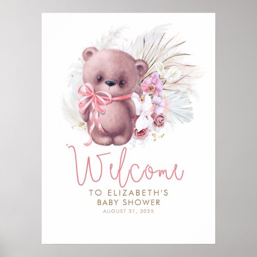 Affiche de bienvenue Baby shower de Teddy Bear (Devant)
