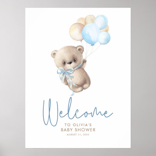 Affiche de bienvenue Baby shower de Teddy Bear (Devant)