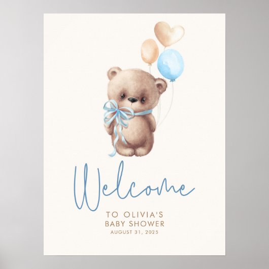 Affiche de bienvenue Baby shower de Teddy Bear (Devant)