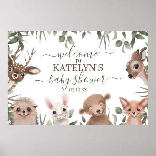Affiche de bienvenue Baby shower de verdure des bo (Devant)