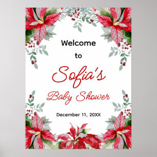 Affiche de bienvenue Baby shower de verdure Rouge 
