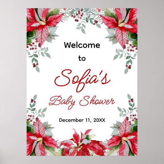 Affiche de bienvenue Baby shower de verdure Rouge (Devant)