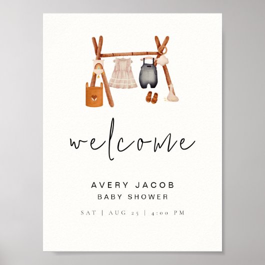 Affiche de bienvenue | Baby shower de vêtements Bo (Devant)