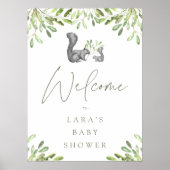 Affiche de bienvenue Baby shower d'écureuil de for (Devant)