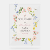 Affiche de bienvenue Baby shower d'élégance floral (Recto)